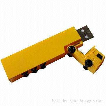 Plastic promotional truck-shaped USB flash drive, customized colors/logos/packing ways accepted